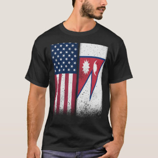 Camiseta Nepal Nepal Nepal Americano Sinalizadores Orgulhos