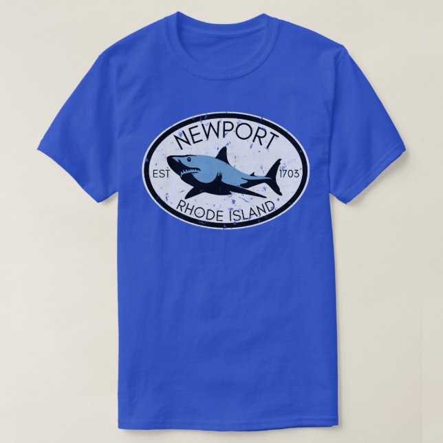 Camiseta Neport Rhode Island Fish Shark Fish Beach Vint (Frente do Design)