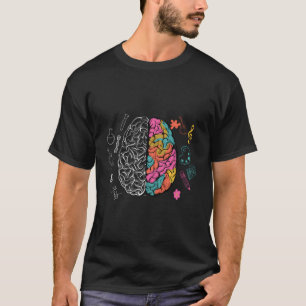 Camiseta Nerd de Ciência do Cérebro Humano Colorida Artísti