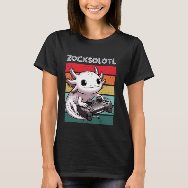 Camiseta Nerd de computador Axolotl para jogos de vídeo (Frente)
