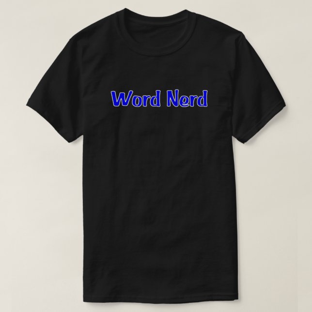 Camiseta Nerd de Palavras em Texto Azul Enquadrado em Branc (Frente do Design)