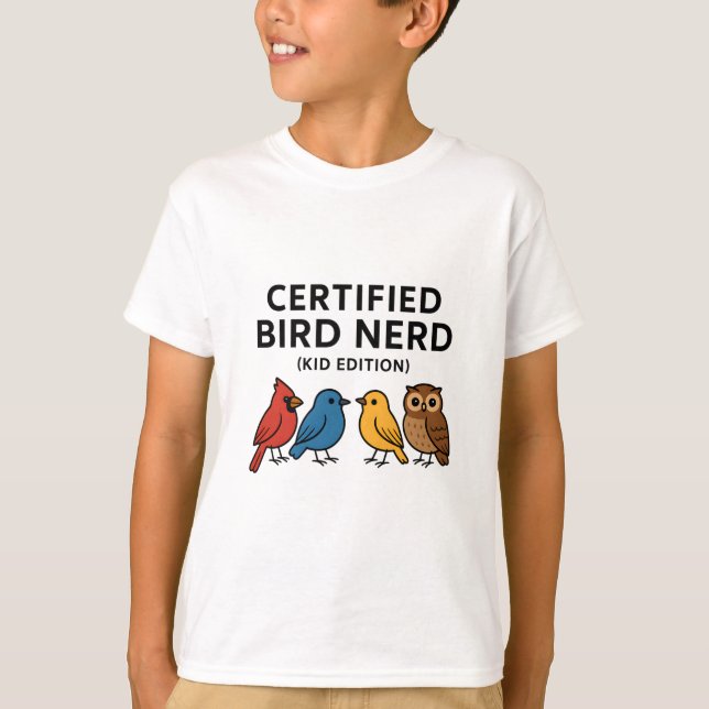 Camiseta Nerd de pássaro certificado (Kid Edition) - Quarto (Frente)