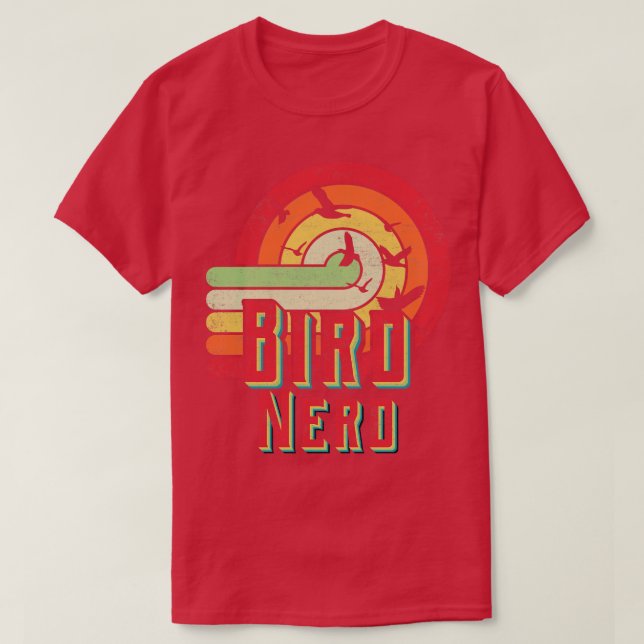 Camiseta Nerd de pássaro observando o vigia retrorreflector (Frente do Design)