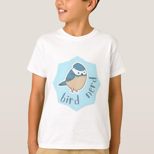 Camiseta nerd de pássaros adorável pássaro azul (Frente)