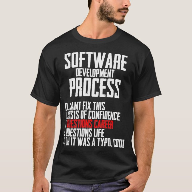 Camiseta Nerd de Programação do Processo de Desenvolvimento (Frente)