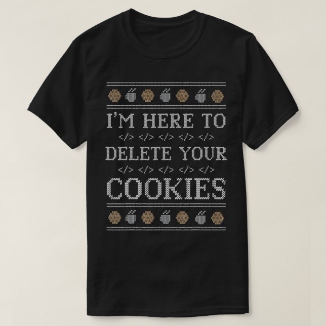 Camiseta Nerd Engraçado Geek  Cookies de Natal Feio (Frente do Design)