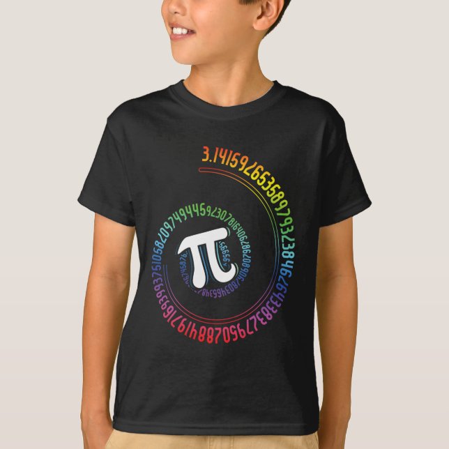 Camiseta Nerd Espiral Arco-Íris, Geek Matemático, Dia Pi (Frente)