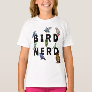 Camiseta Nerd, papagaios, coruja, pombos, kookaburra