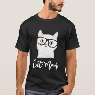 Camiseta Nerdy Cat Com Óculos Mãe