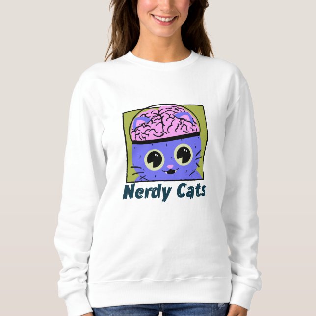 Camiseta Nerdy Cats, Design do cérebro (Frente)