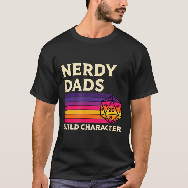 Camiseta Nerdy Dads Build Character, Retro Tabletop Rpg Fat (Frente)