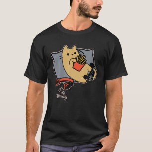 Camiseta Nerdy Gamer Cat ama batatas T Shirt