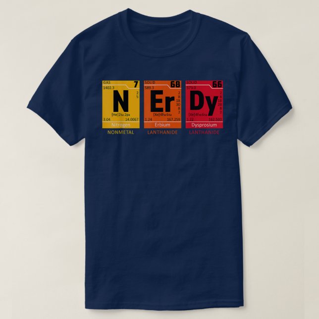Camiseta Nerdy Periodic Table Funny Science  (Frente do Design)