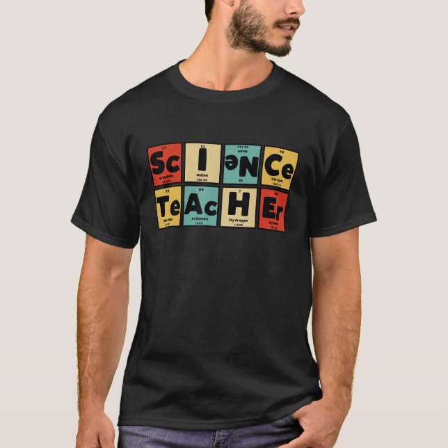 Camiseta Nerdy Science Teacher - Elementos de Mesa Periódic (Frente)
