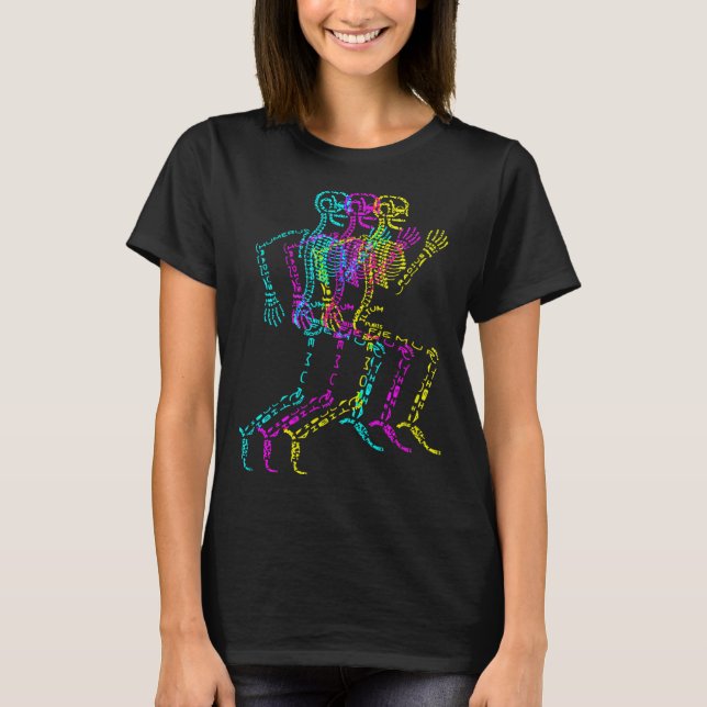 Camiseta Nerdy Skeleton Bones Labeled Funny Halloween Human (Frente)