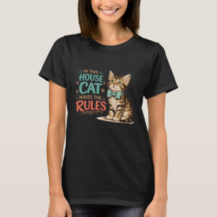 Camiseta "Nesta Casa o Gato Faz as Regras" Kitten Bow