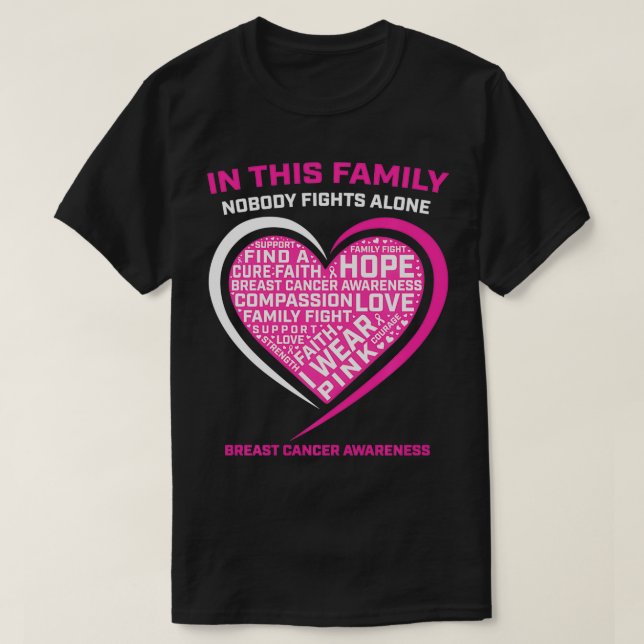 Camiseta Nesta Família Ninguém Luta Sozinho Com O Cancer A (Frente do Design)