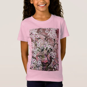 CAMISETA NESTE DE PÁSSAROS, ÁRVORE, FLORES DE PRIMAVERA B