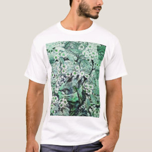 CAMISETA NESTE DE PÁSSAROS, ÁRVORE, FLORES DE PRIMAVERA BRA
