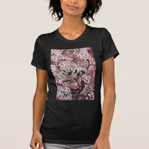 CAMISETA NESTE DE PÁSSAROS, FLORES DE PRIMAVERA BRANCA DE P
