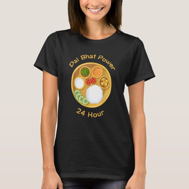 Camiseta Netali Engraçado Dizendo Dal Bhat Power 24 Horas (Frente)