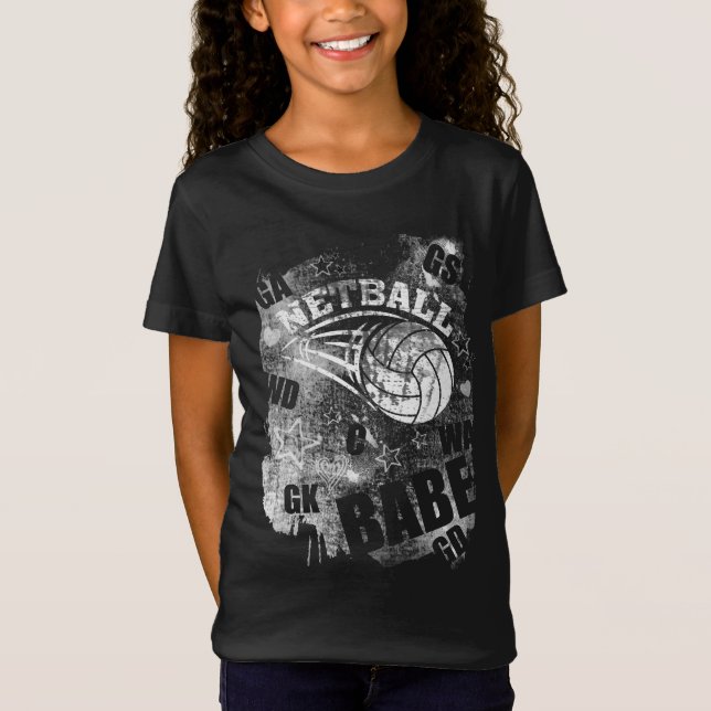 Camiseta Netball Babe, Black Grunge Netball (Frente)
