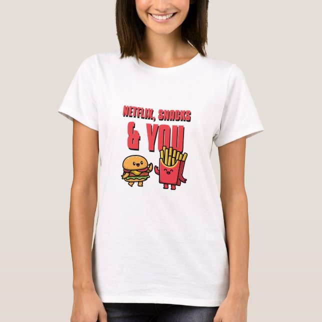 Camiseta Netflix, Lanches e Você Meta de Relacionamento (Frente)