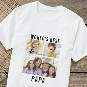 Camiseta Netos do Melhor Papai do Mundo 3 Colagem de Fotos