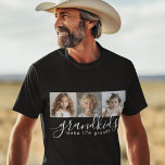 Camiseta Netos tornam a vida grande 3 colagem de fotos<br><div class="desc">Um presente pensativo para avós, este design de camisa personalizado apresenta um modelo de 3 fotos para personalizar com fotos dos netos. Uma combinação do moderno guião manuscrito combinado com uma fonte moderna sans serif que diz "netos fazem a vida grandiosa!" Crie memórias duradouras com esta camisa personalizada pensativa que...</div>