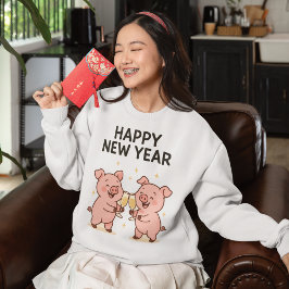 Camiseta Neujahr Schweinchen Duo Anstoßen