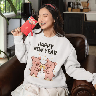 Camiseta Neujahr Schweinchen Duo Anstoßen