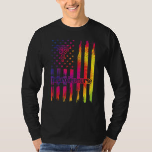 Camiseta Neuro Icu Enfermeiro Americano Sinalizador Neurolo