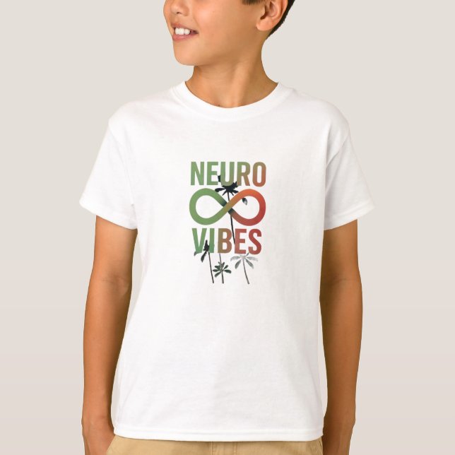 Camiseta Neuro Vibes Neurodiversity Infinity Symbol Palm  (Frente)