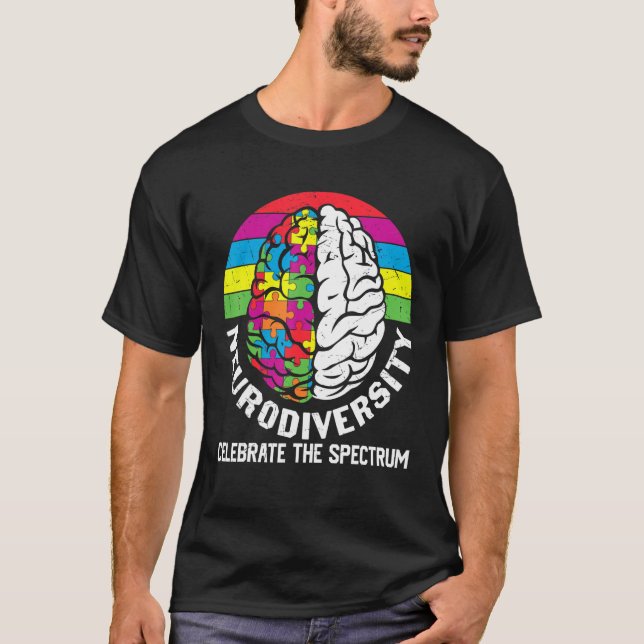 Camiseta Neurodiversidade celebra o espectro Autismo cérebr (Frente)