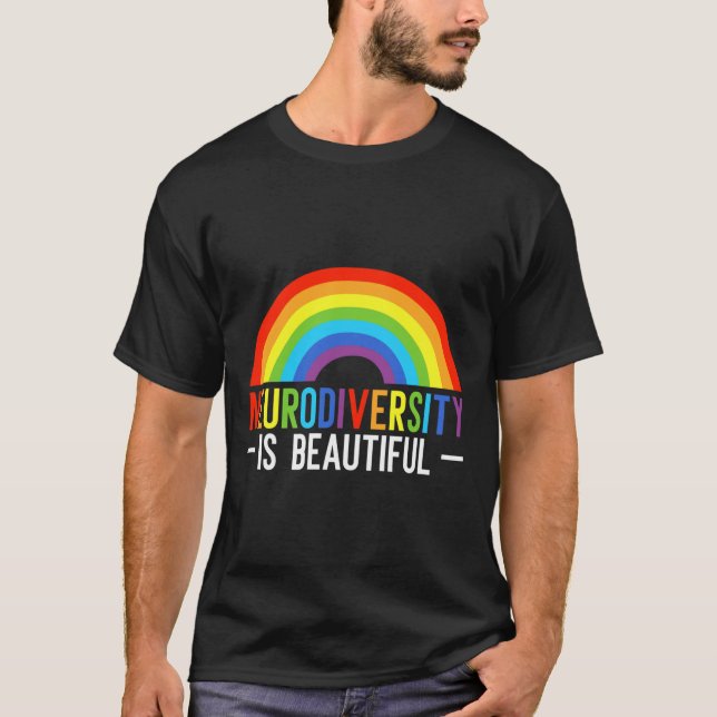 Camiseta Neurodiversidade é bela Infinidade Arco-Íris Adhd (Frente)