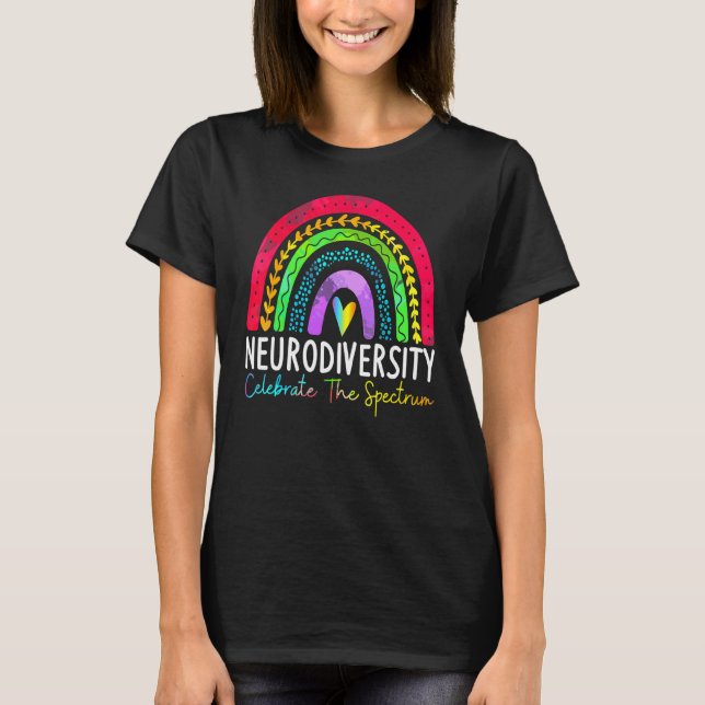 Camiseta Neurodiversidade Espectro Autismo Asd Adhd Arco-ír (Frente)