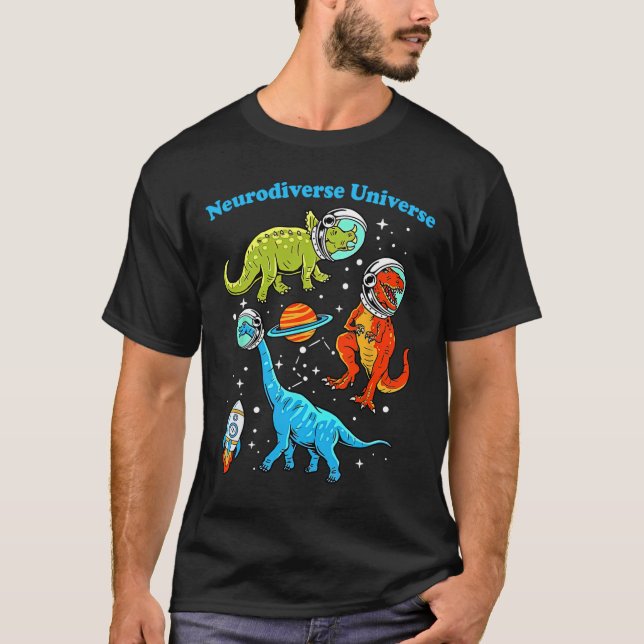 Camiseta Neurodiversificado Espaço dos Dinossauros Universo (Frente)