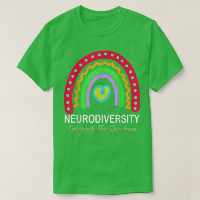 Camiseta neurodiversity autism spectrum asd adhd rainbow bo (Frente do Design)
