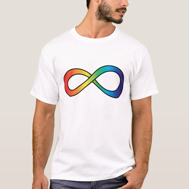 Camiseta Neurodiversity Autismo Advertência Arco-Íris (Frente)