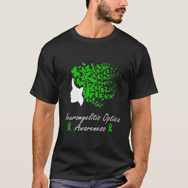 Camiseta Neuromielite Consciência Ótica - Borboletas Mulher (Frente)