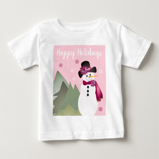 Camiseta Neve Adorável Com Rosa (Frente)