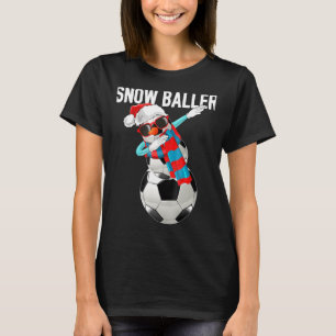 Camiseta Neve Baller Dabbing Soccer Natal Crianças de Neve