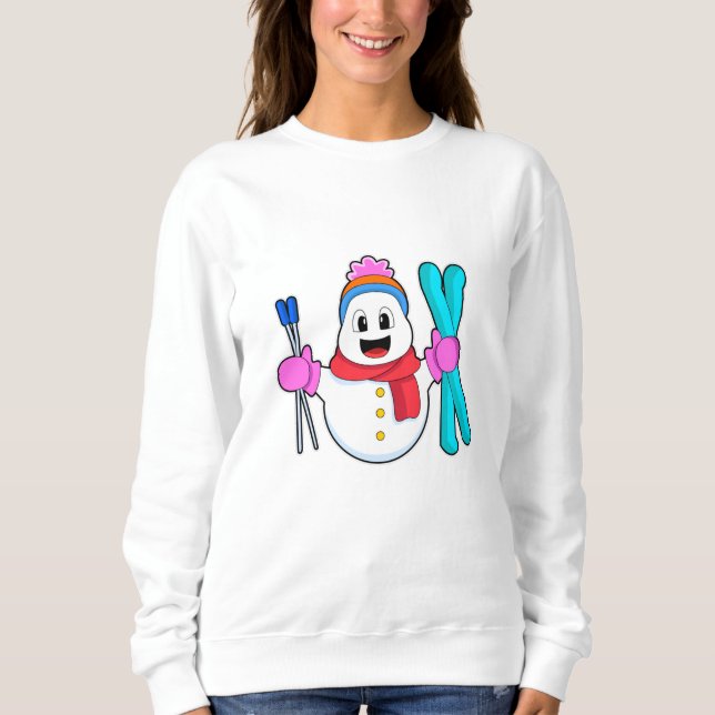 Camiseta Neve como esquiador com esqui (Frente)