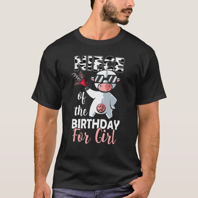 Camiseta Neve Da Vaca Da Família Birthday Girl No Primeiro  (Frente)