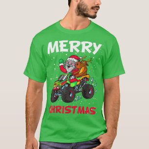 Camiseta Neve de Natal Crianças Santa Rena Ride Monstro Tr