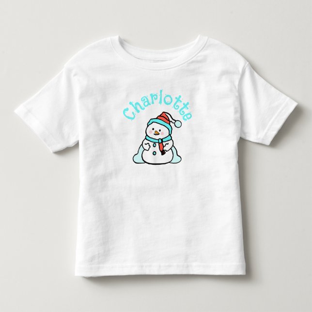 Camiseta Neve De Natal Turquesa Com Nome Branco (Frente)