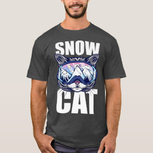 Camiseta Neve Gato Snowboard Esquiando Neve