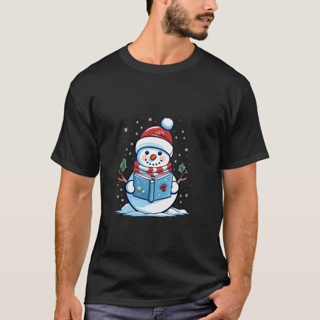 Camiseta Neve Leitura Livro Natal Longa T Shirt (Frente)