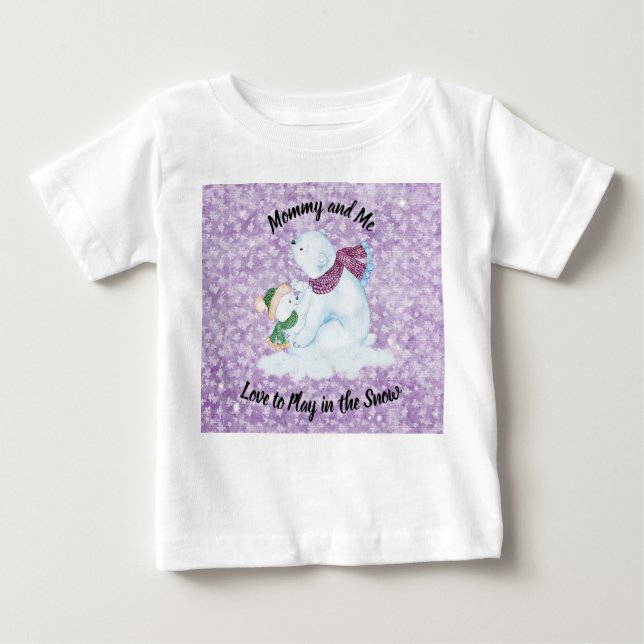 Camiseta Neve, Mãe e Bebê, Teto de Neve (Frente)