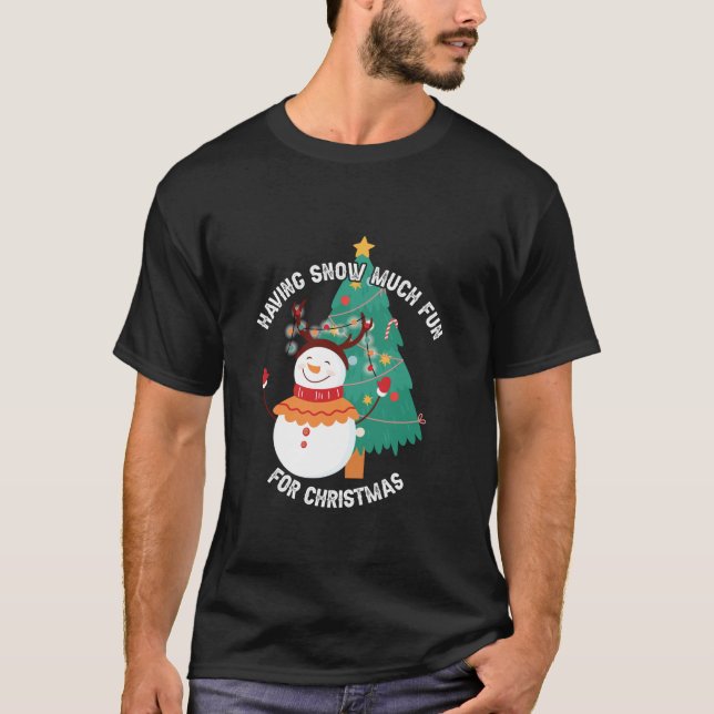 Camiseta Neve Muito Divertido Xmas Jogos de inverno Feliz N (Frente)